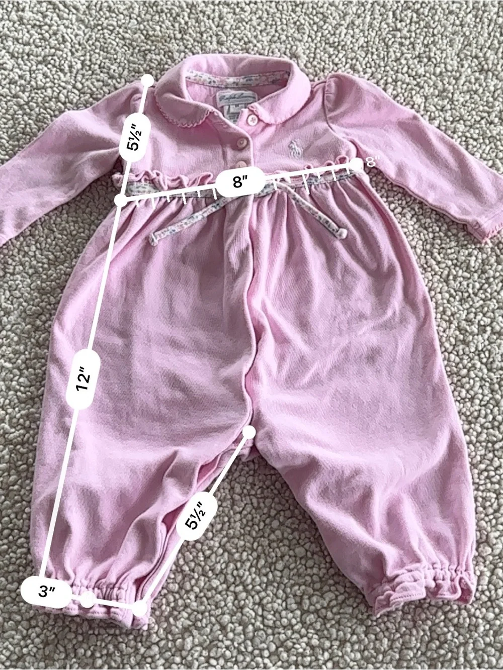 Ralph Lauren Bubble Romper Ruffles Pink Size 6 months